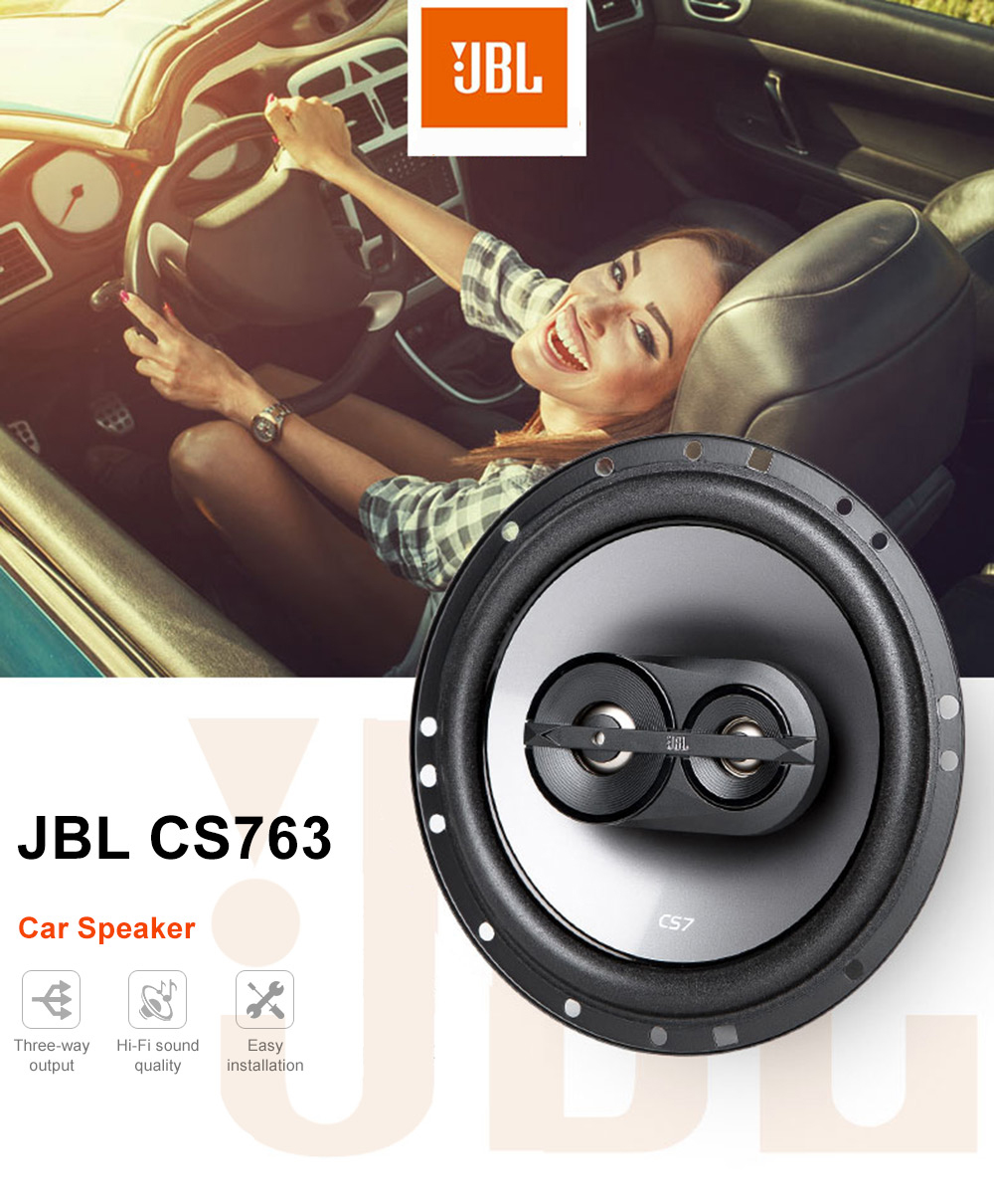 JBL CS763 Pair of 6.5 inch 45 - 135W Coaxial Three-way Car Speakers