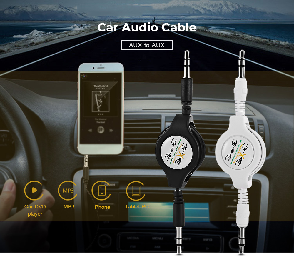 NQ012 75CM Car Retractable Audio Cable for DVD Player Phone