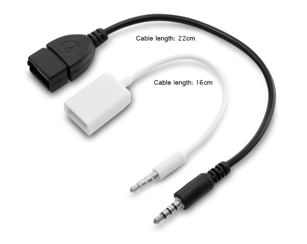 NQ010 Car 22CM / 16CM Audio Cable AUX to USB for DVD Player Phone