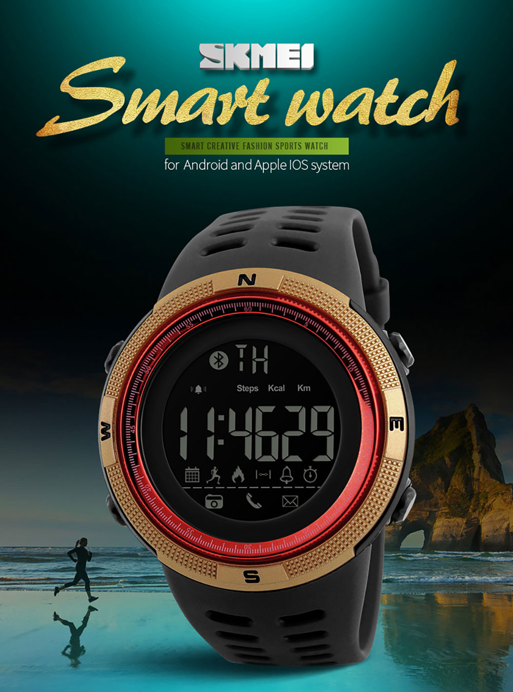 SKMEI Men Smart Multifunctional Sports Digital Watch Calories Pedometer Reminder