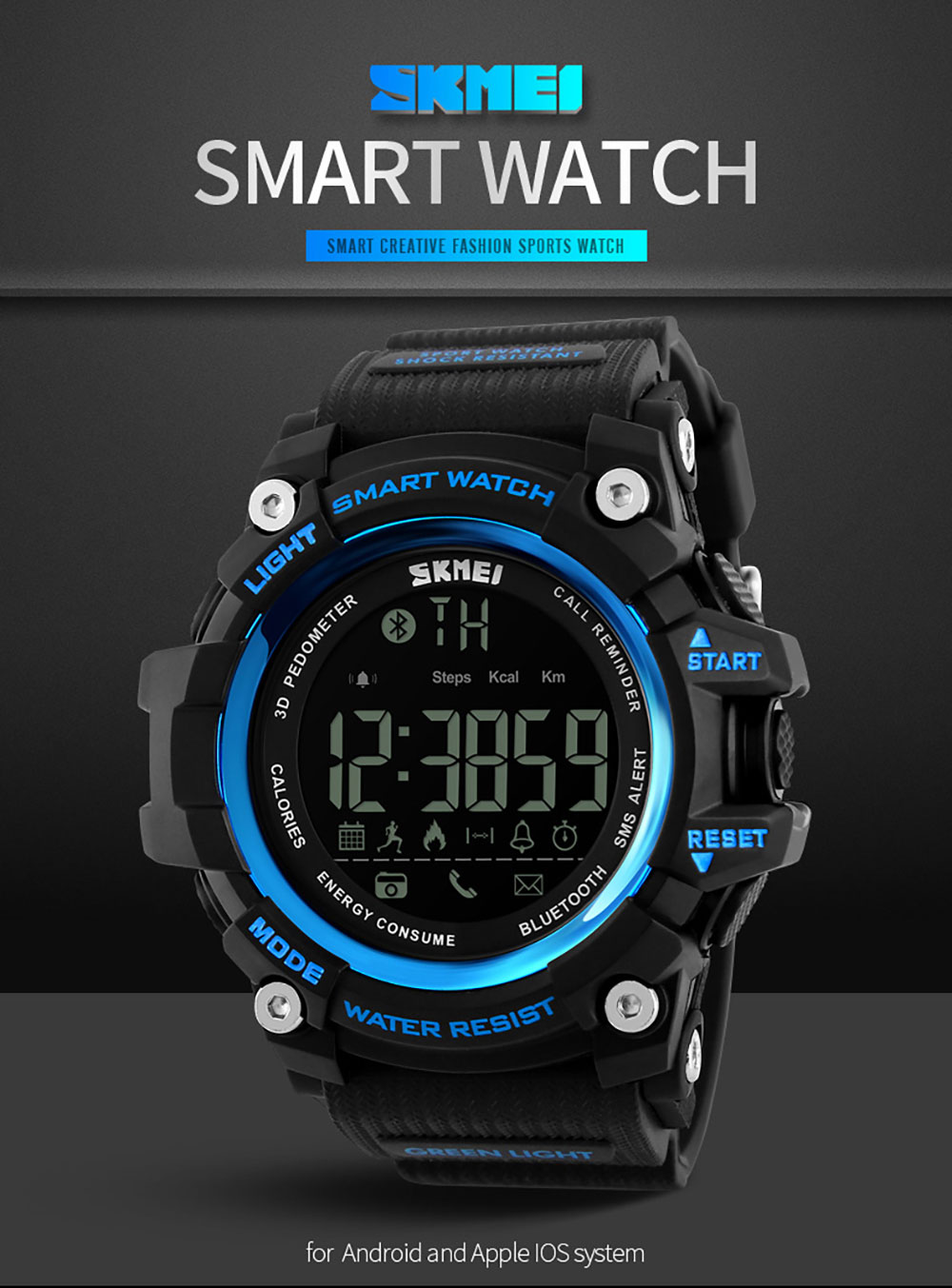 SKMEI 1227 New Mobile Phone Bluetooth Sports Waterproof Electronic Watch