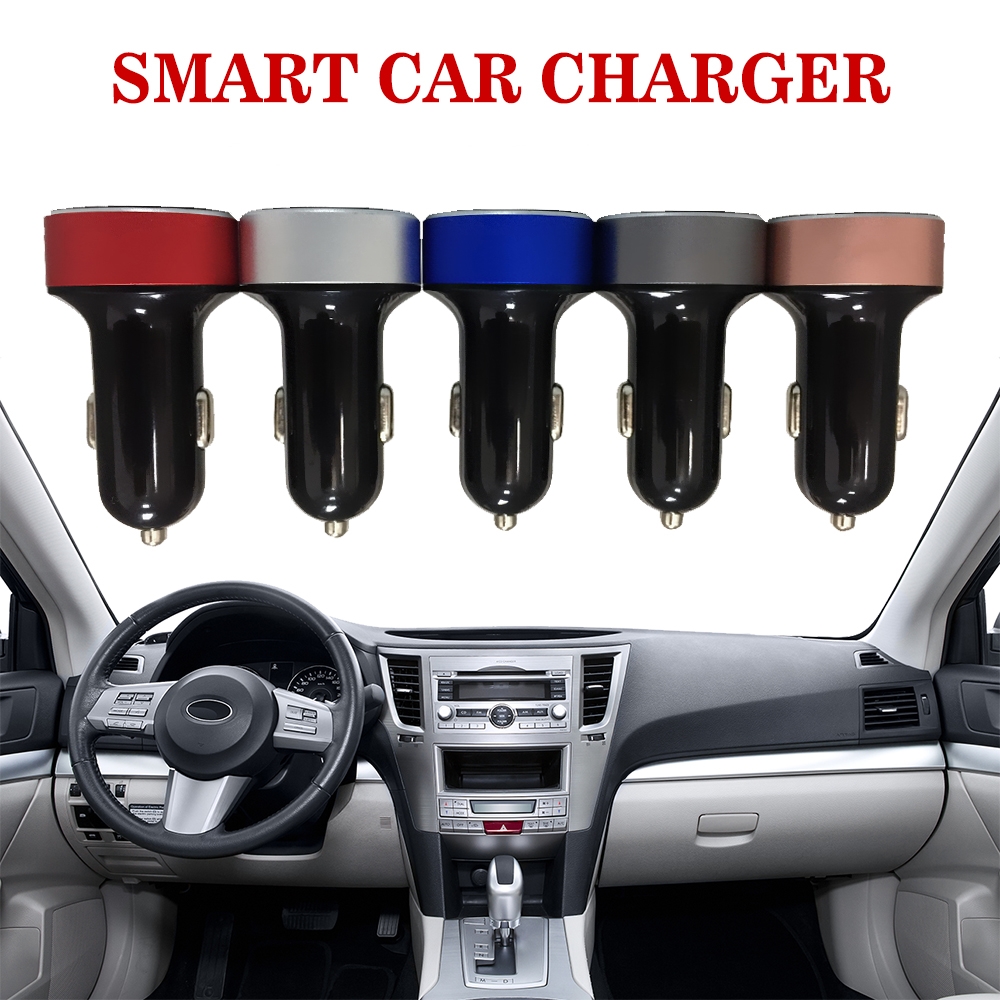 USB 3.0 Car Charger Adapter Dual Port Dual USB Charge LED Display