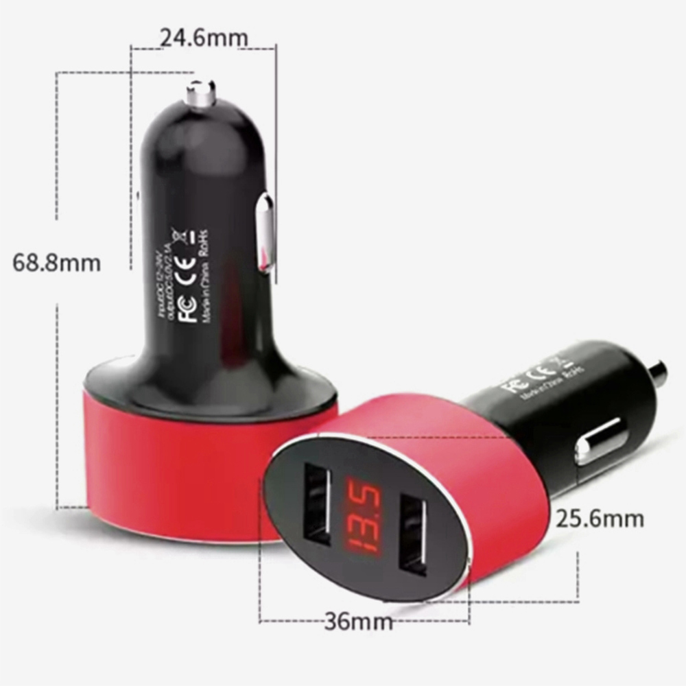 USB 3.0 Car Charger Adapter Dual Port Dual USB Charge LED Display
