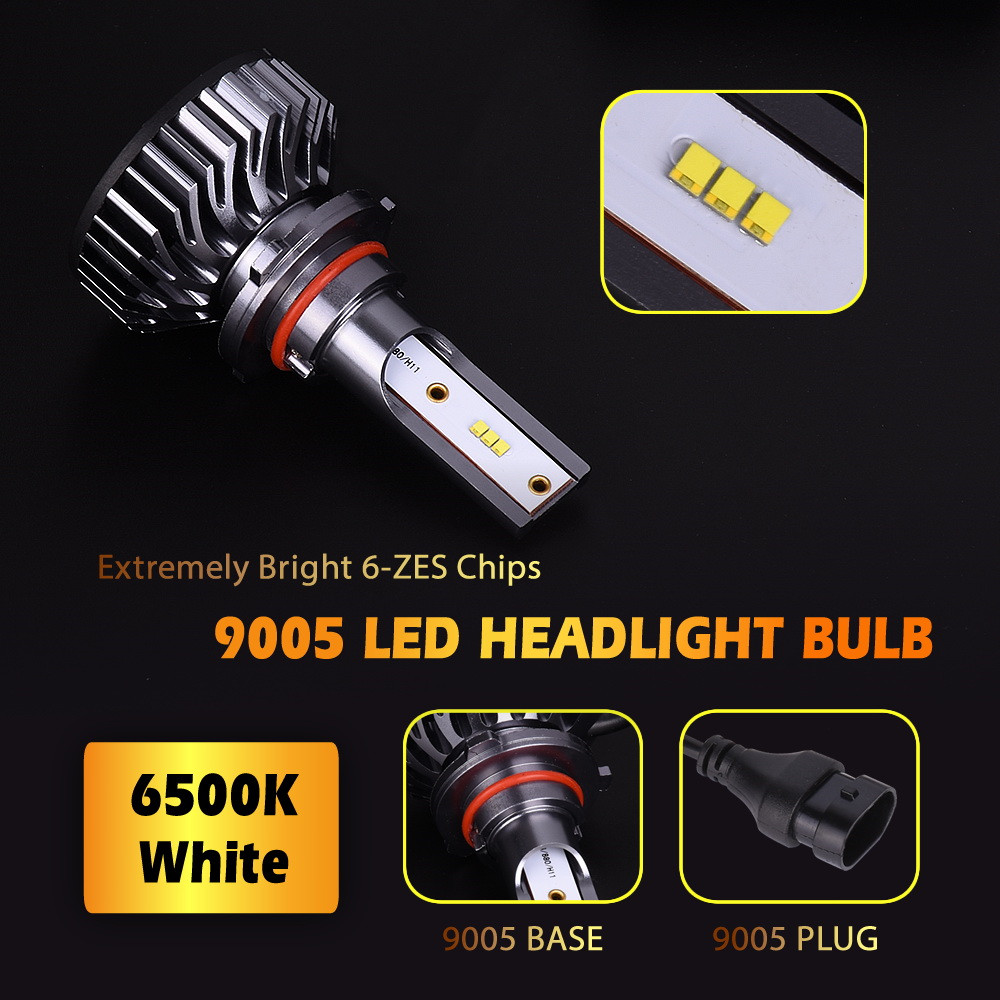 2PCS 9005 LED Car Headlight Auto Headlamp Single Beam 8000LM 72W ZES Chip