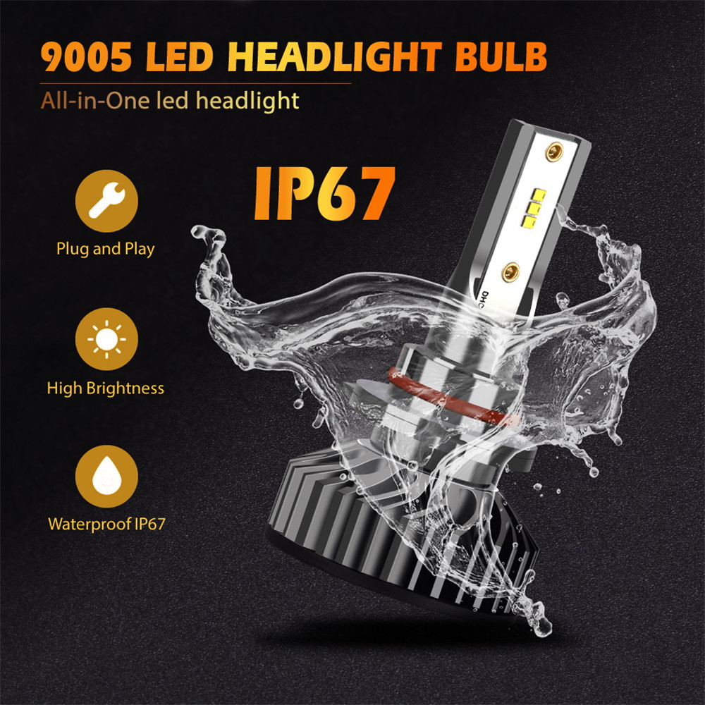2PCS 9005 LED Car Headlight Auto Headlamp Single Beam 8000LM 72W ZES Chip