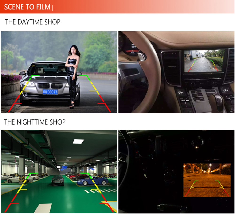 ZIQIAO Universal Reversing Rear View Car Camera Night Vision Waterproof