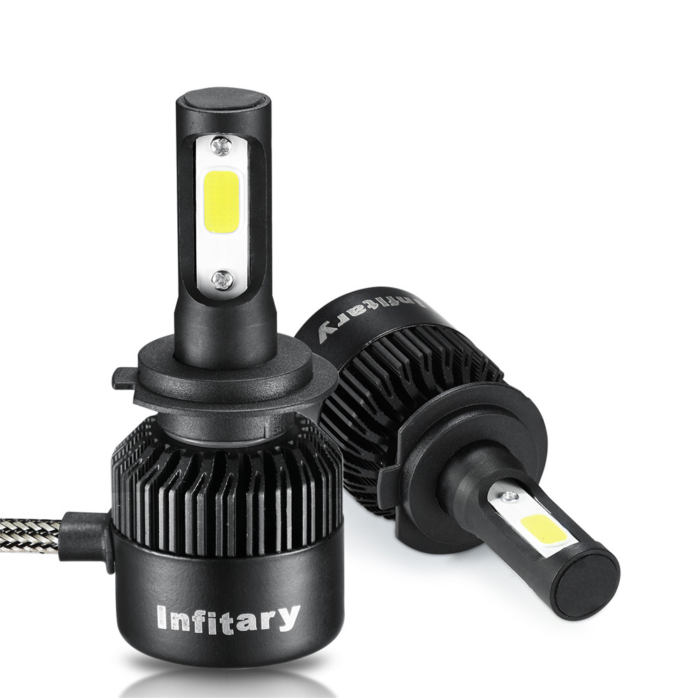 Infitary H7 Car LED Headlight Bulbs 72W 8000LM 6500K with IP65 Waterproof