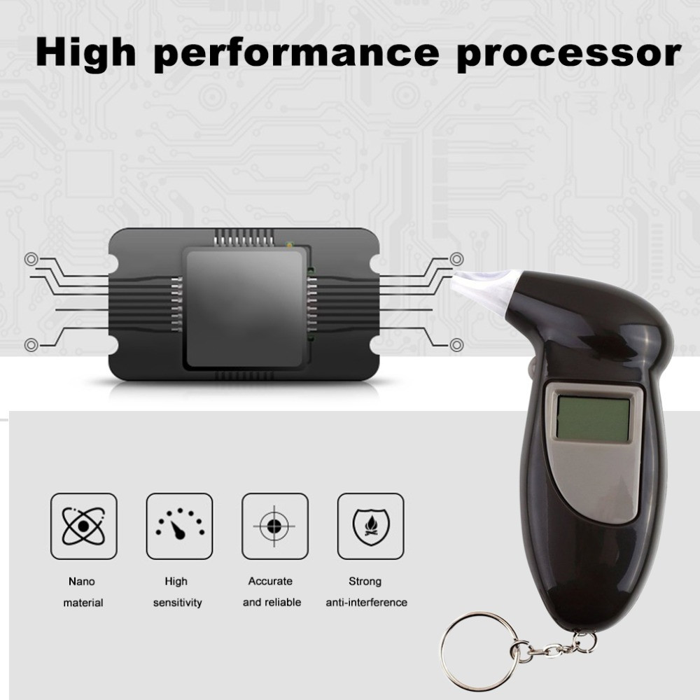 Professional Digital Alcohol Breath Tester Analyzer Detector Device LCD Display