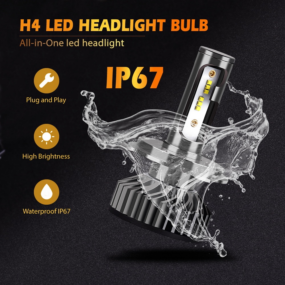 Infitary 2PCS H4 Hi-Lo Beam Car LED Headlight Bulbs 6500K ZES Chip