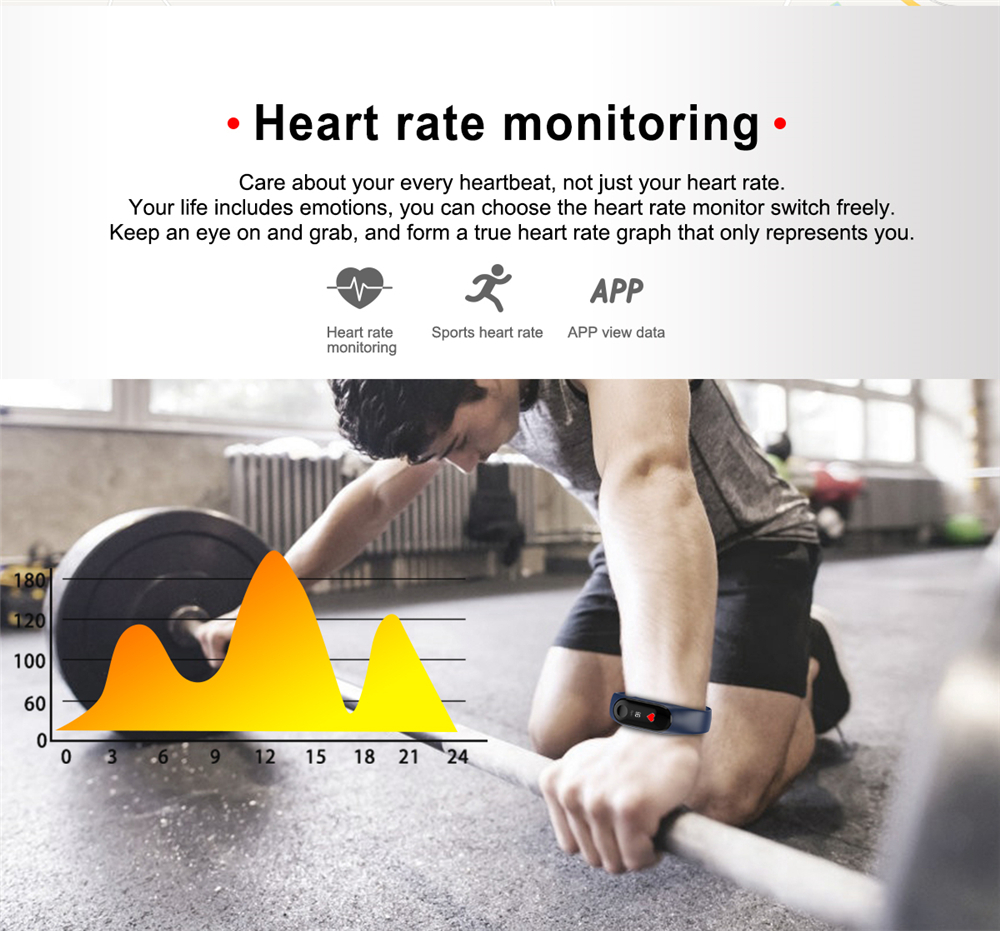 M3 Smart Bracelet Step Heart Rate Blood Pressure Usb Direct Charge