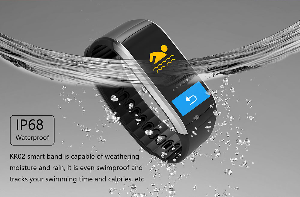 KingWear KR02 Smart Bracelet 0.96 inch NRF52832 64KB RAM 512KB ROM Heart Rate Monitor IP68 Waterproof GPS Bluetooth 4.0