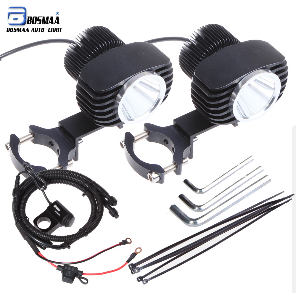18W 2800Lm Motorcycles LED Headlight Spot Lights with Control Line Group Switch