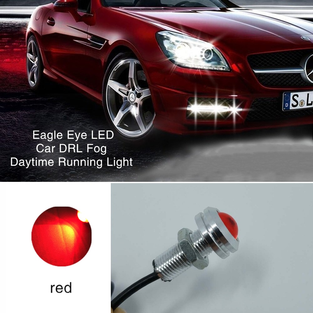 2PCS 18MM Auto Car Eagle Eye Lamp 1.5W COB Red LED Daytime Running Light Silver