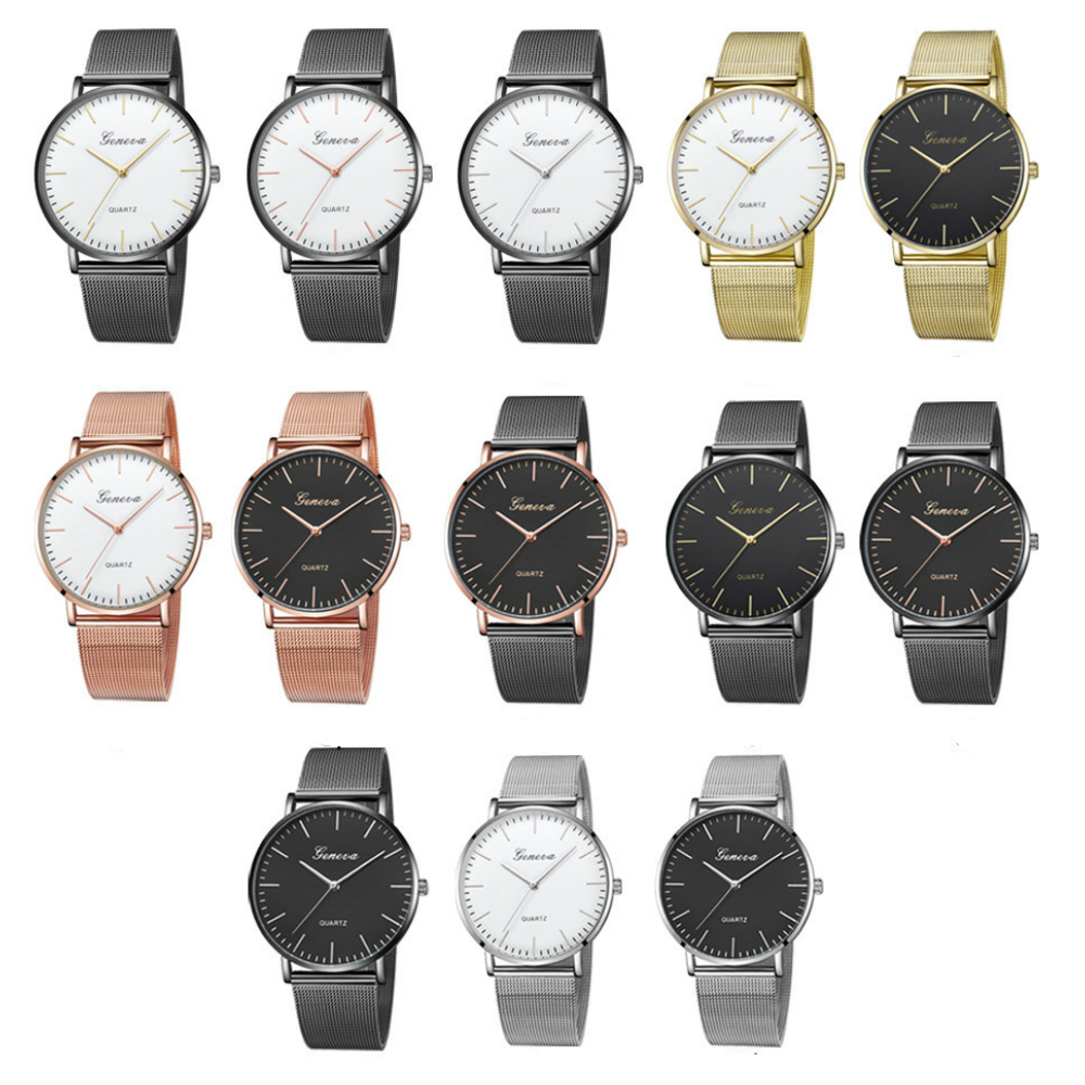 GENEVA Women Simple Casual Classic Quartz Stainless Steel Mesh Wristwatch