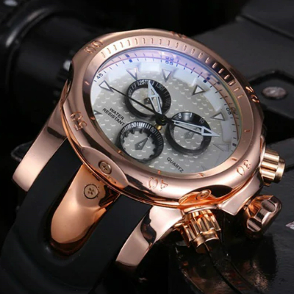 Men Fashion Sport Large Dial Silica Gel Band Quartz Watch