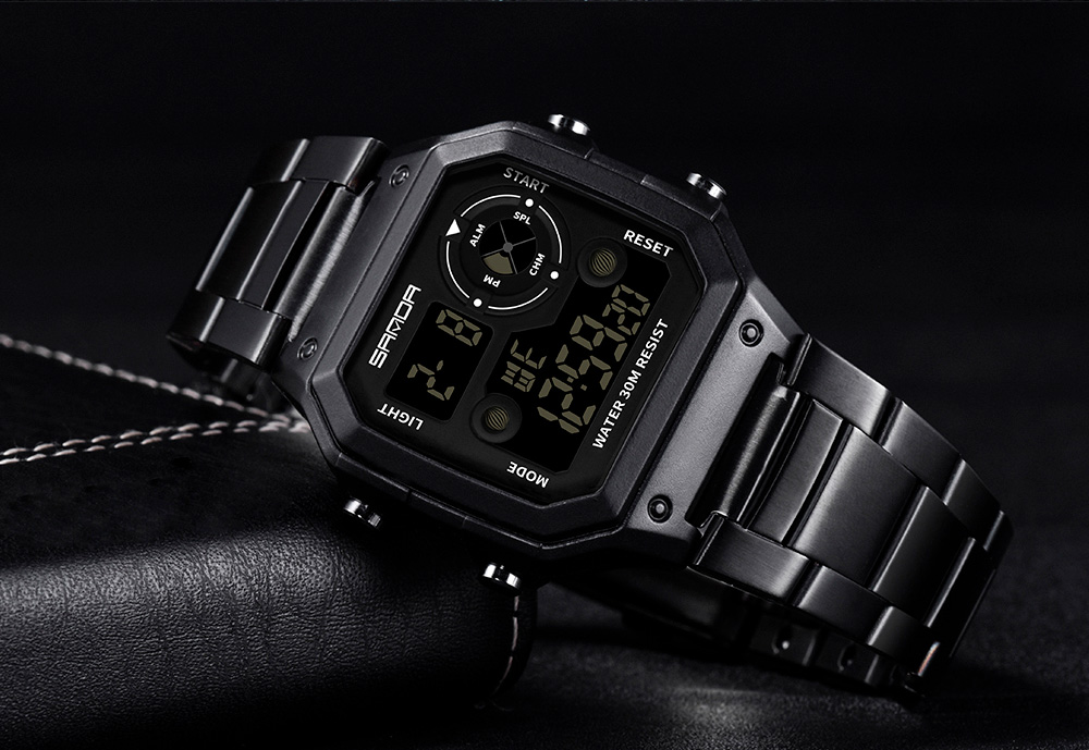 New Design Men LED Digital Multifunction Stainless Steel Sports Watches