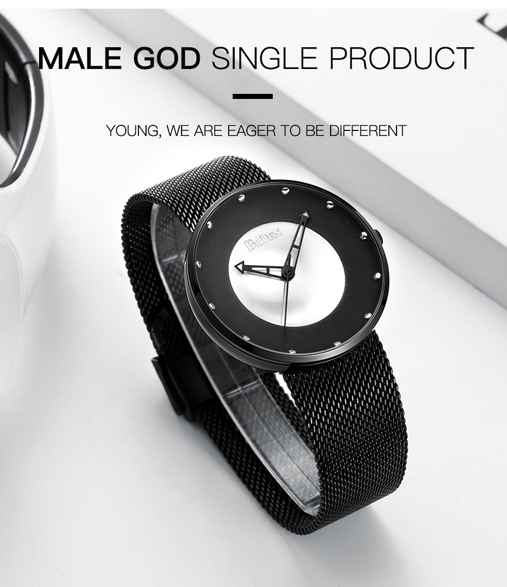BIDEN 0078 Simplicity Men Analog Stainless Steel Watch Ba Top Clock Quartz Watch