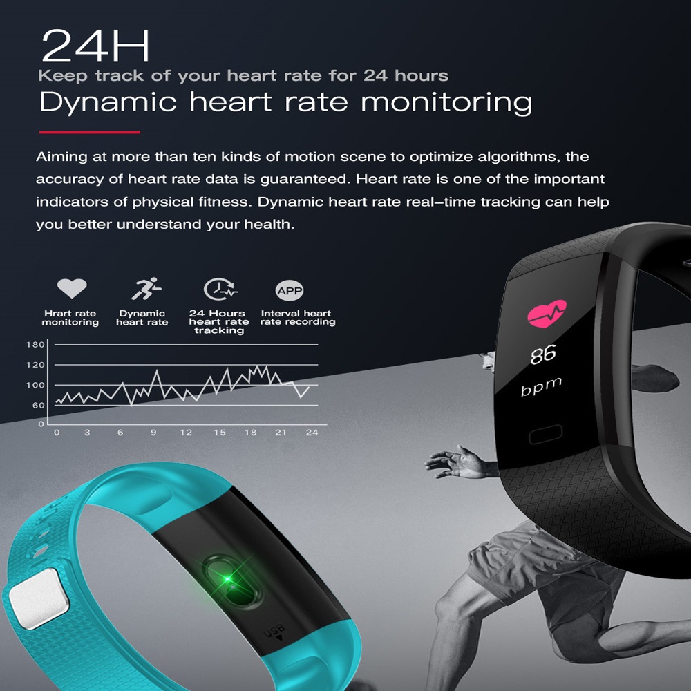 Blood Pressure Heart Rate Monitoring IP67 Waterproofing Screen Smart Watch
