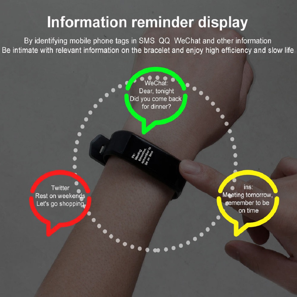 IP67 Waterproof Color Screen Heart Rate Blood Pressure Monitoring Smart Bracelet