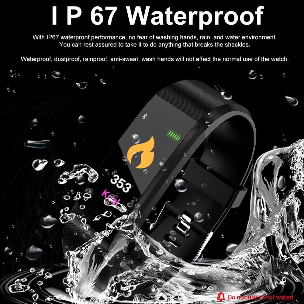 IP67 Waterproof Color Screen Heart Rate Blood Pressure Monitoring Smart Bracelet