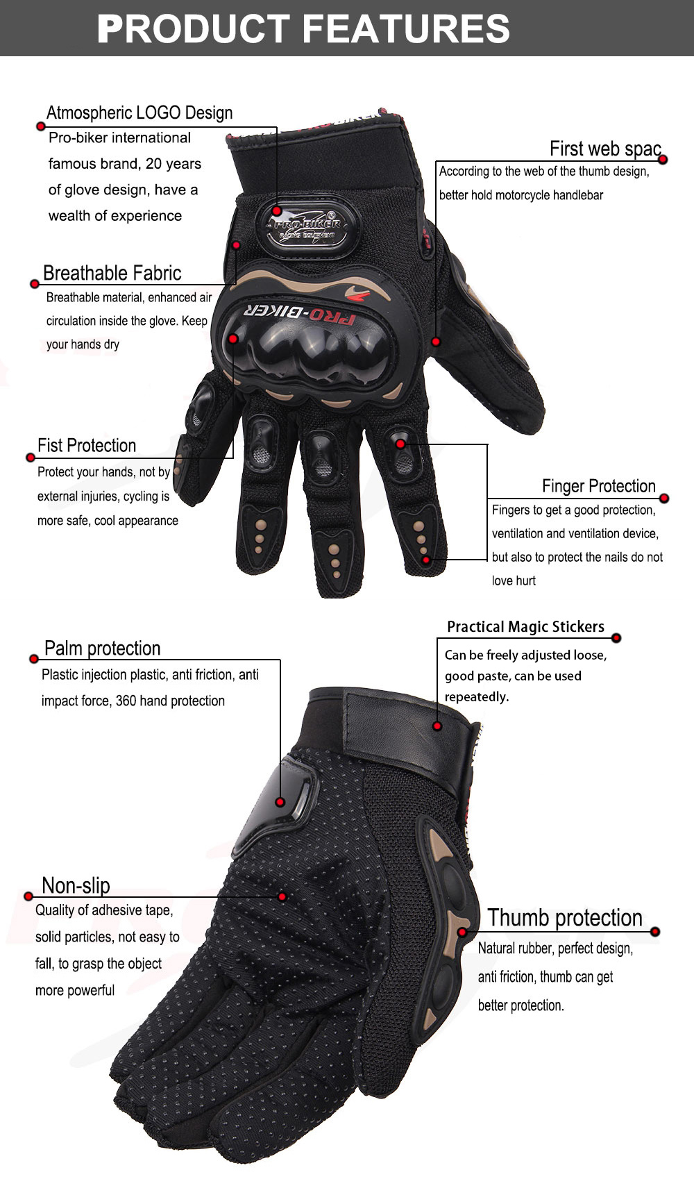 PRO-BIKER MCS-01C Motorcycle Off-road Full Finger Knight Gloves