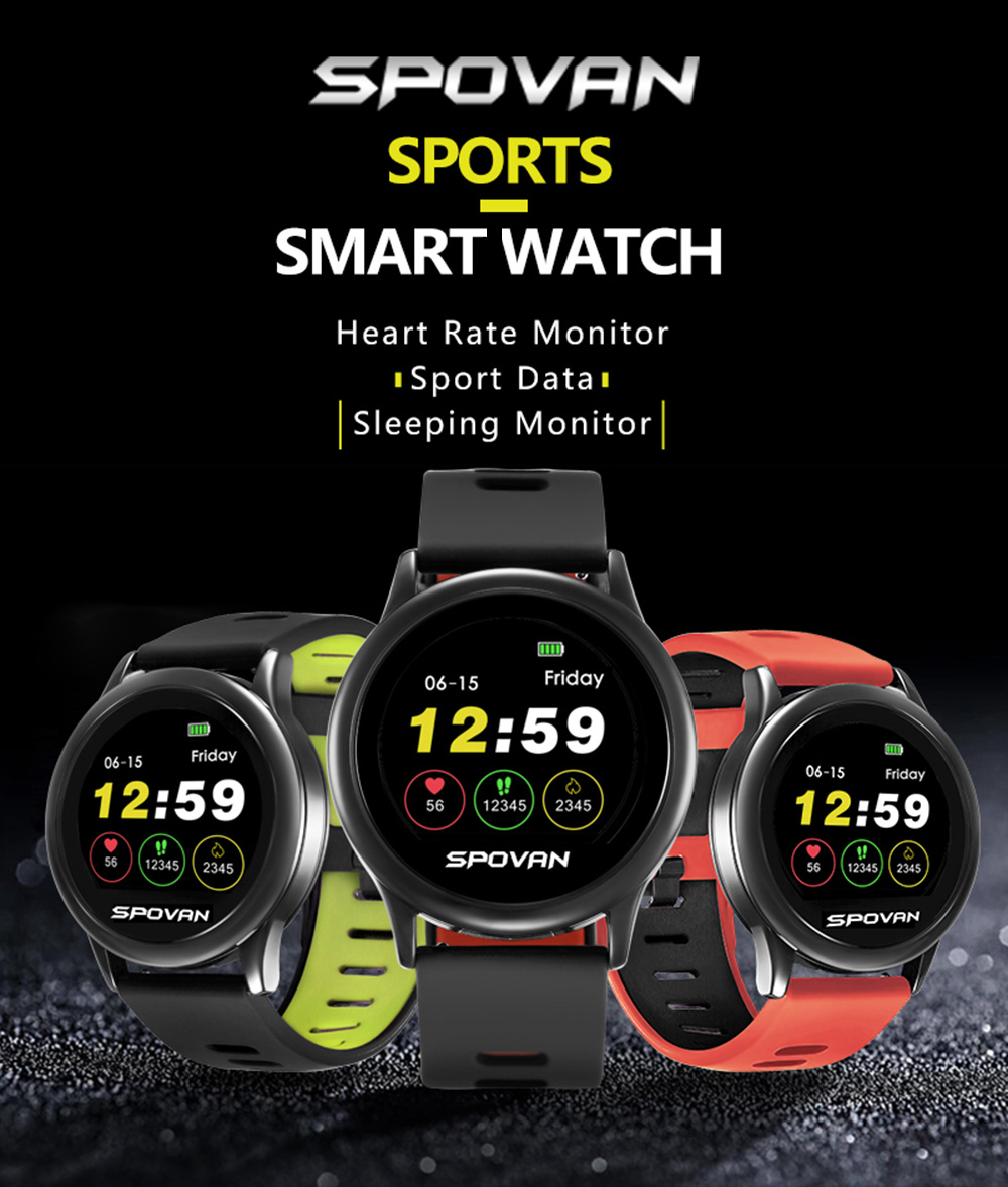Spovan Venus Smart Watch 1.2 inch NDF52832 64KB RAM 512KB ROM Heart Rate Monitor Step Count Sedentary Reminder IP67 180mAh Built-in