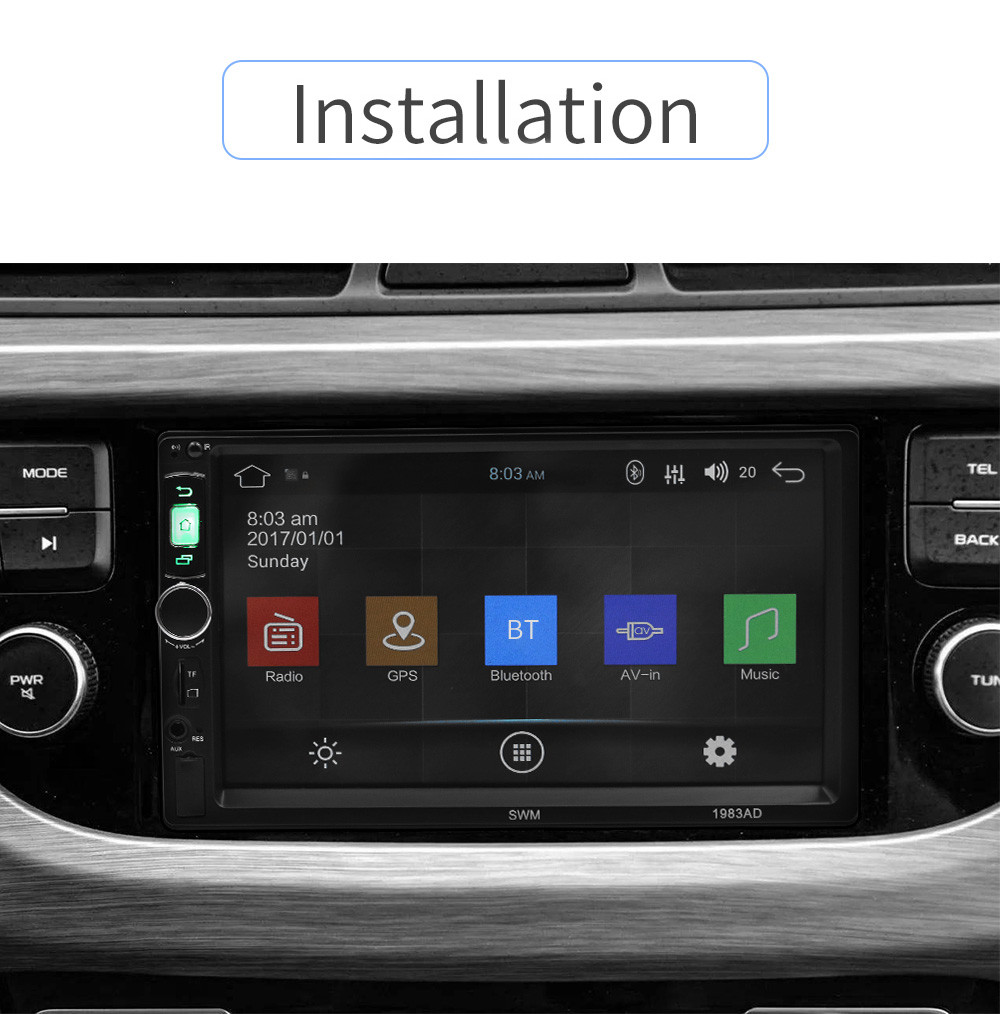 7 inch HD Car Stereo 2 DIN Android Mirror Link Bluetooth Radio MP5 Player Universal GPS Navigation 1983AD