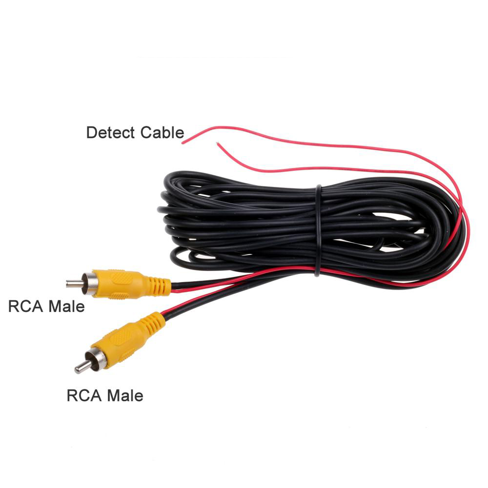 Car Reverse Rear View Parking Camera RCA Video Cable With Detection Wire - 6M