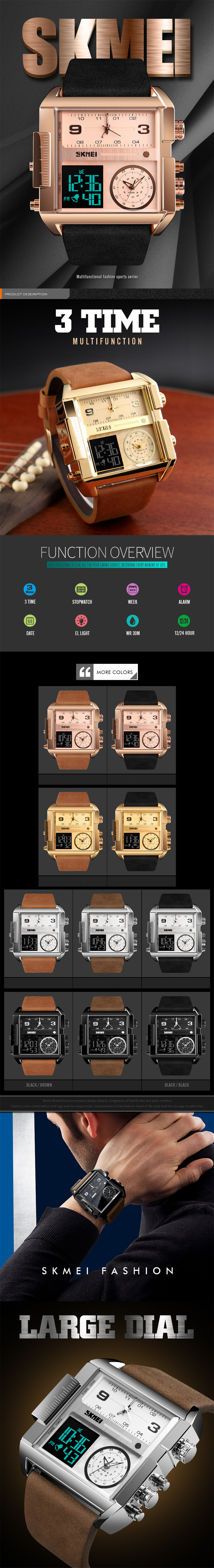 SKMEI Men Sports Top Luxury Brand Military Men Quartz Analog Digital Watches