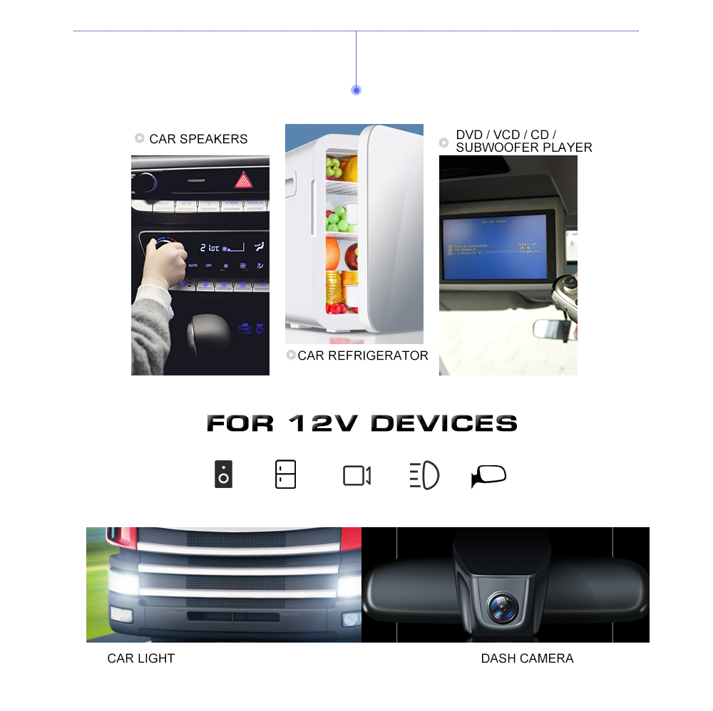 DC 24V to 12V Car Power Inverter Buck Converter for Speakers Refrigerator DVD Player