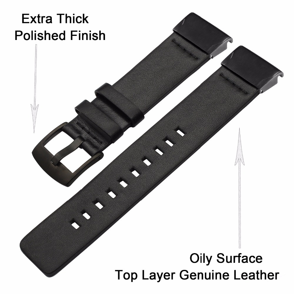 22MM Luxury Genuine Leather Sport Watch Band Strap For Garmin Fenix 5