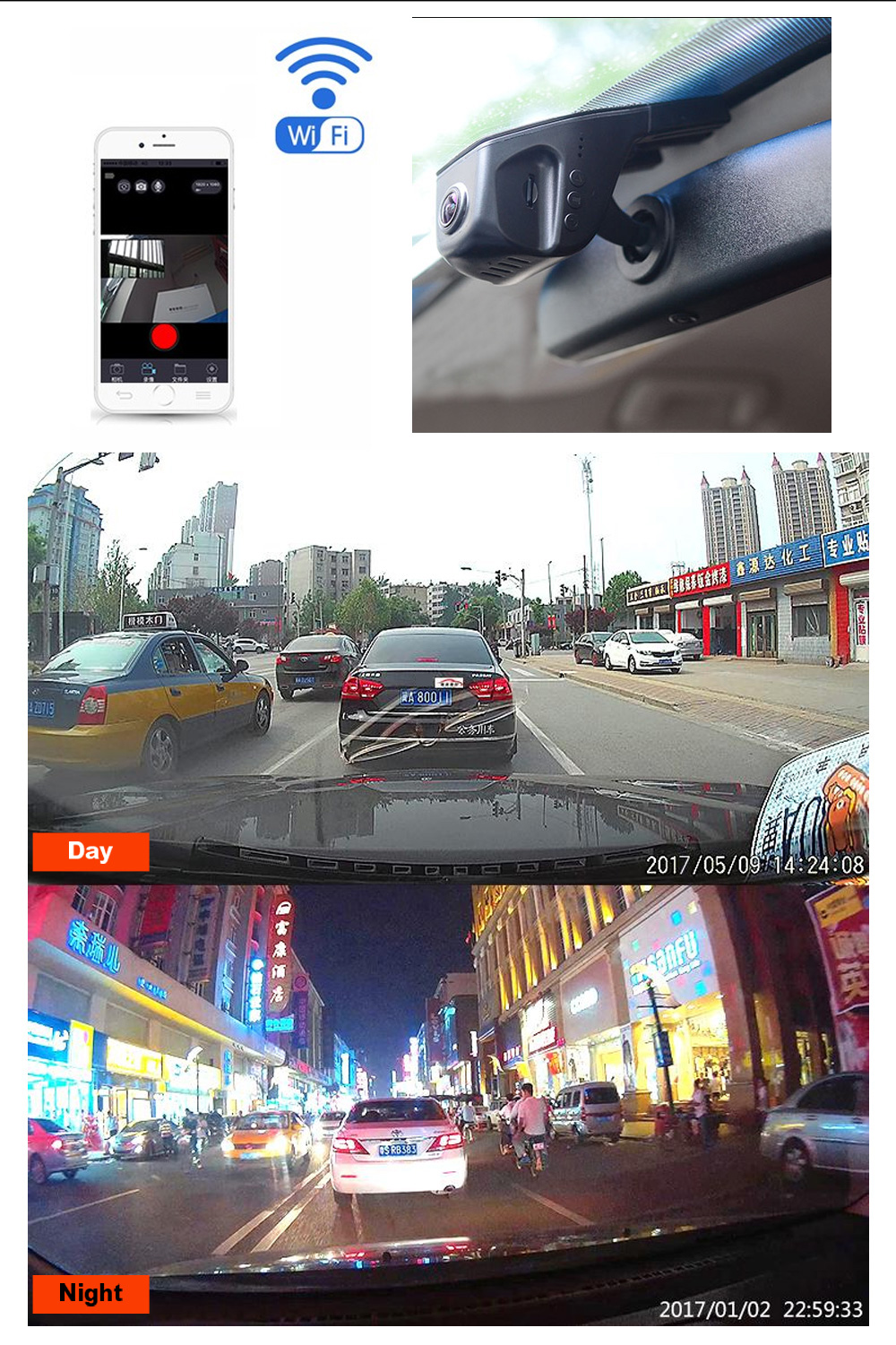 Junsun S200 WiFi Car DVR Dash Camera Full HD 1080p Video Recorder