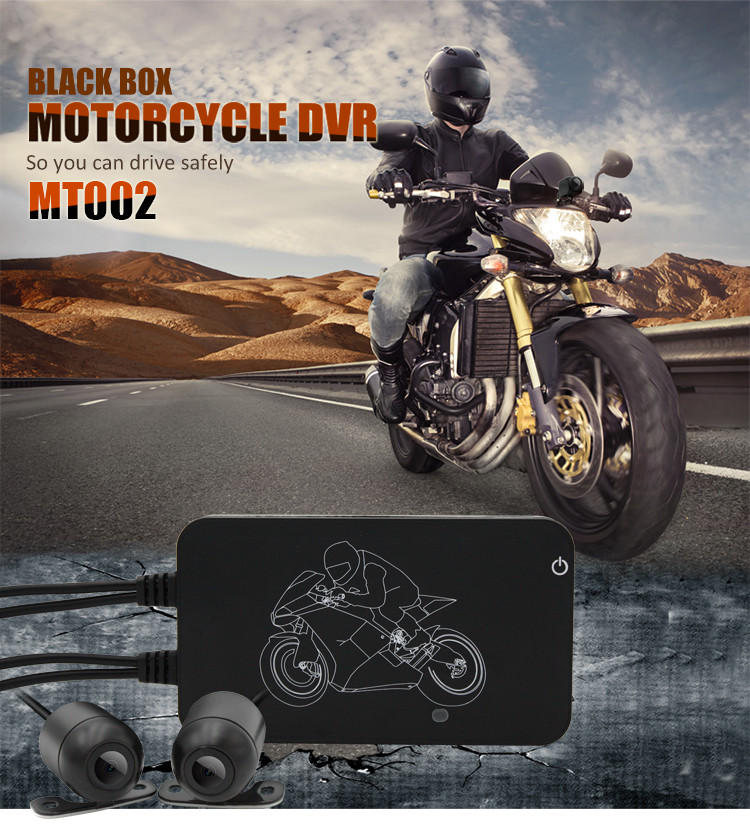 MT002 Full HD 1080p Double Lens Motorcycle Black Box