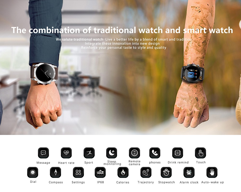 DT NO.I S10 Smart Watch 1.3 inch Nordic NRF52832QFAA 64KB RAM 512KB ROM Heart Rate Monitor Step Count Sedentary Reminder IP68 350mAh Built-in
