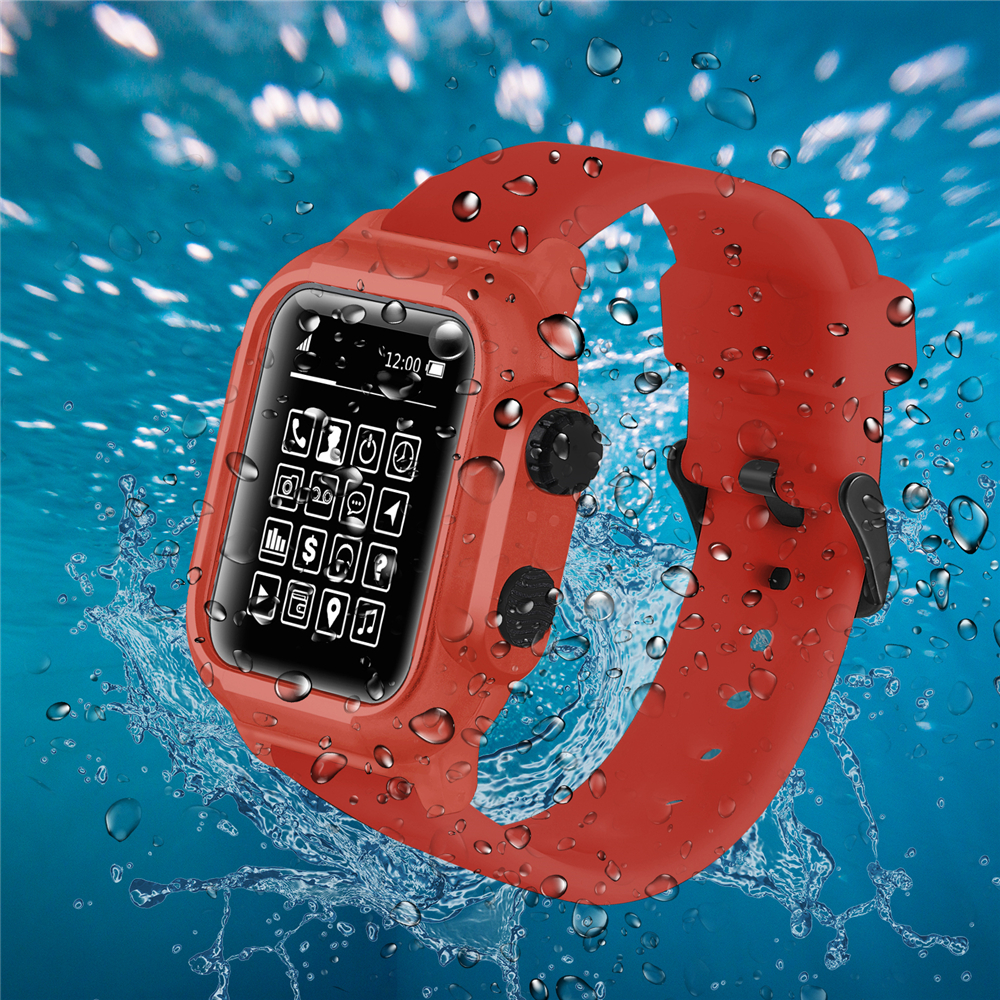For Apple Watch 4 Waterproof Shock Proof Soft Silicone Shell and Strap Suite