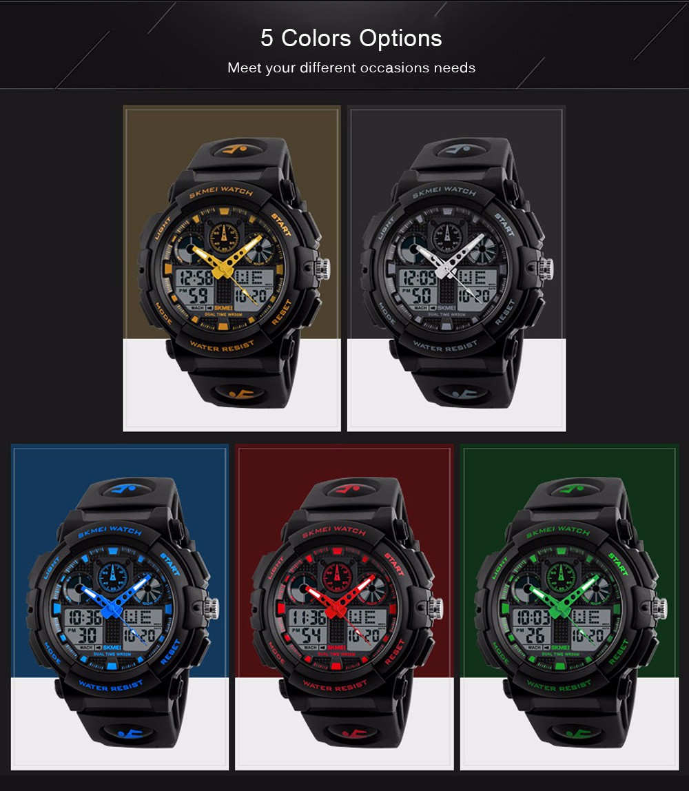 SKMEI 1270 Men Dual Time Display Stopwatch Alarm Sports Fashion Male Quartz Digital Watch