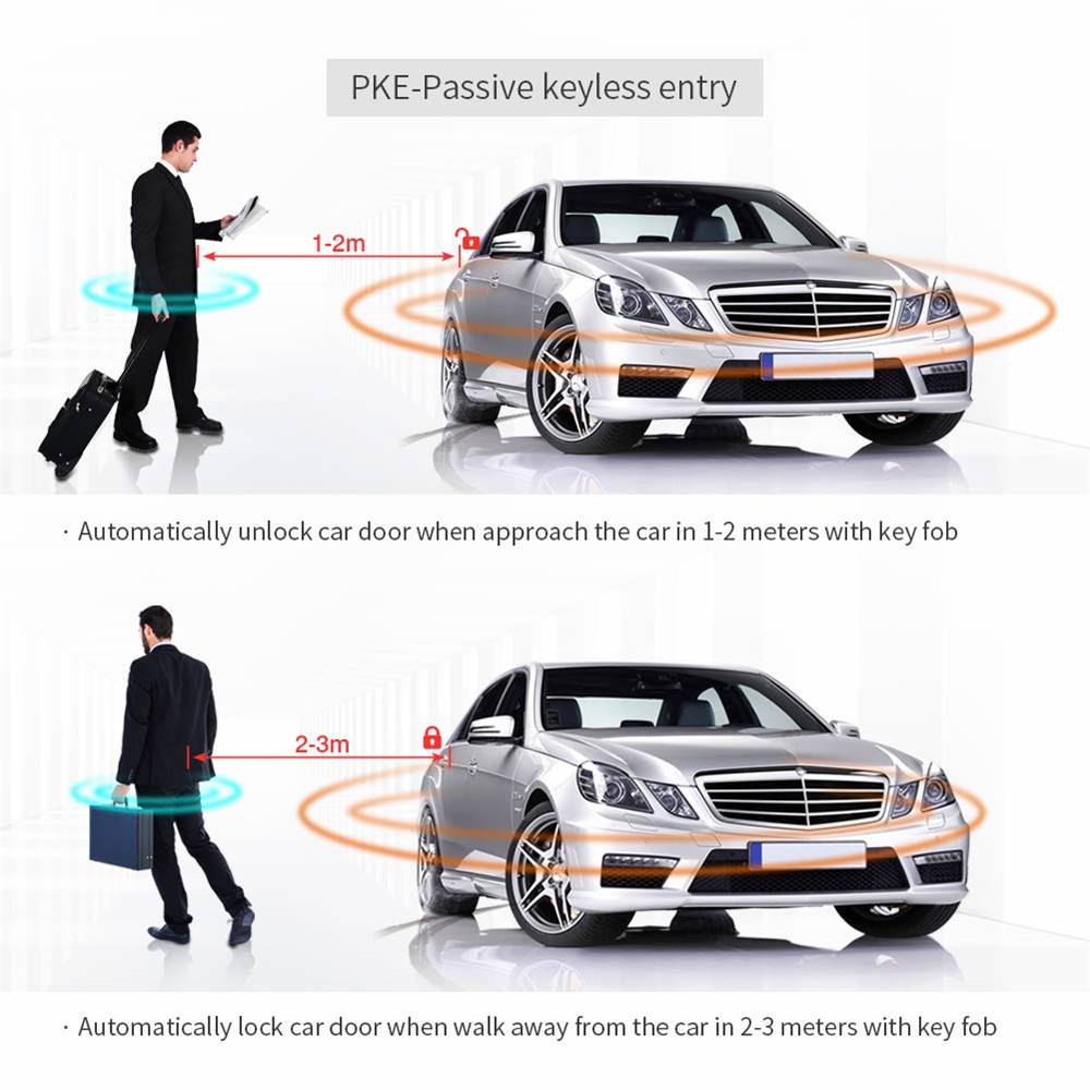 Car PKE Keyless Entry Alarm System Push Button Remote Starting Device