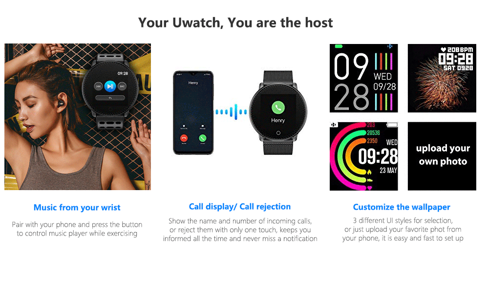 UMIDIGI Uwatch Smart Heart Rate and Sleep Monitor Color Bracelet Smartwatch