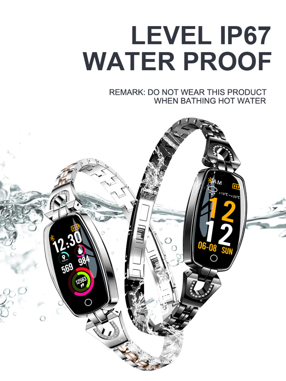 H8 Smart Bracelet 0.96 inch NRF52832 64KB RAM 512KB ROM Heart Rate Monitor Step Count Sedentary Reminder IP67 90mAh Built-in