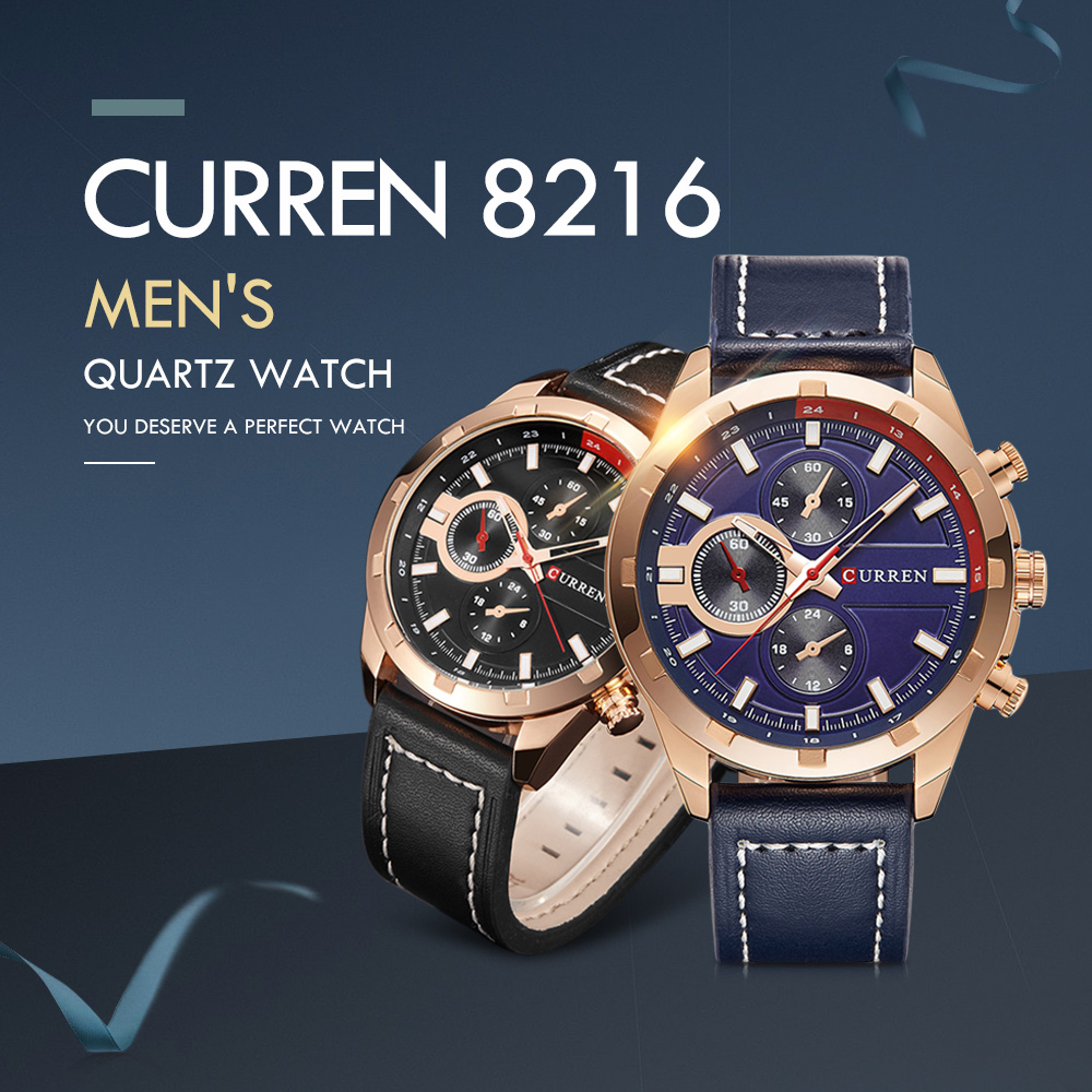 CURREN 8216 Men's Quartz Watch Leather Strap