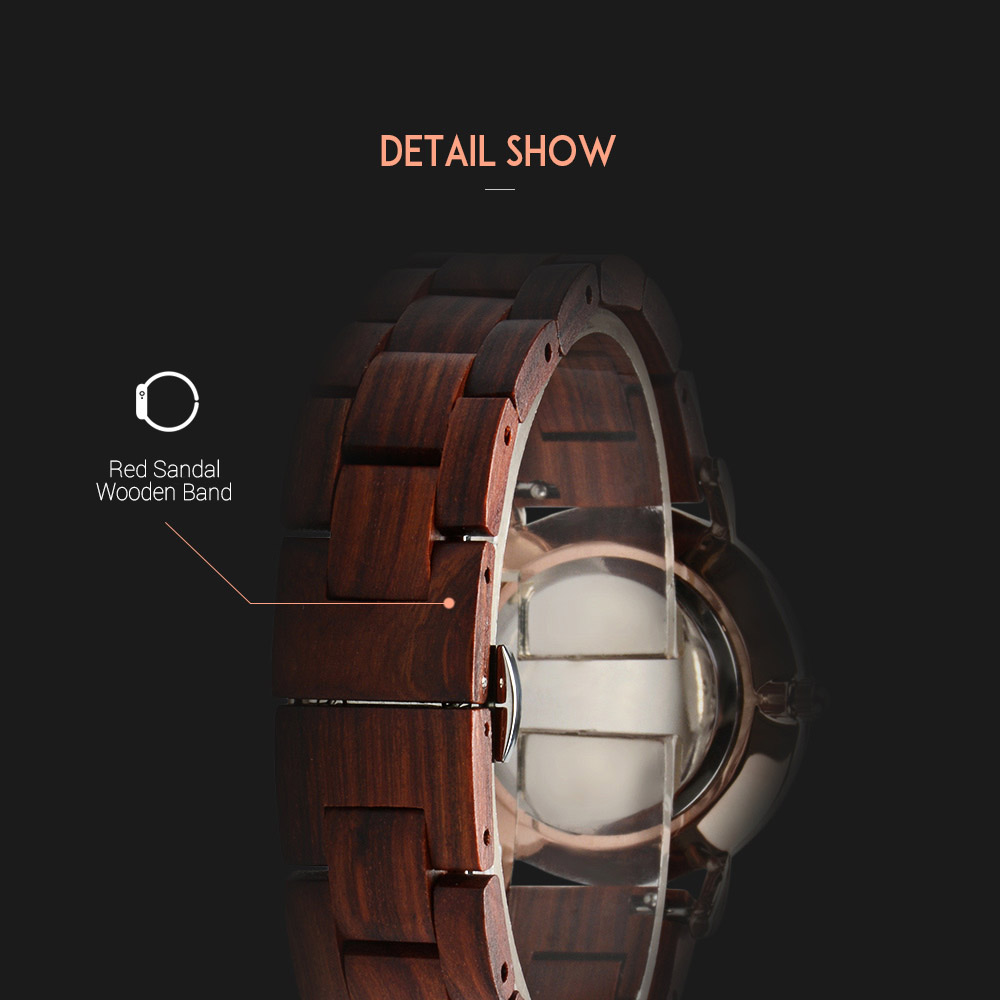 BEWELL ZS - W163AL Female Quartz Watch Ultra Thin Water Resistant Red Sandal Wood