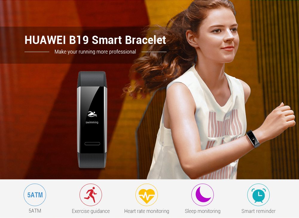 HUAWEI B19 Smart Bracelet 50M Waterproof Heart Rate Monitoring Sport Version
