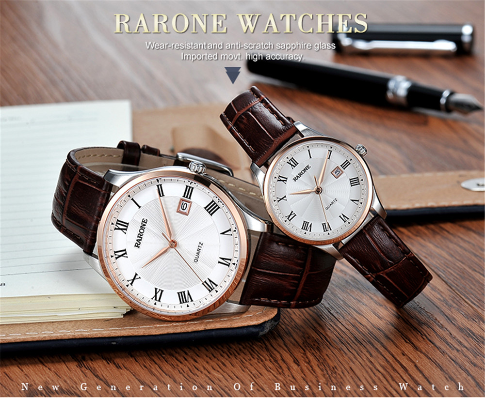 Rarone Luxury Genuine Leather Waterproof Women Wrist Quartz Watch
