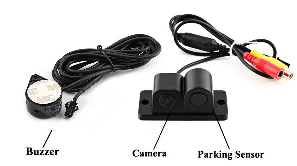 PZ430 2 in 1 170 Degrees Waterproof Car Rear View Reverse Backup CMOS Camera with Parking Sensor Kit