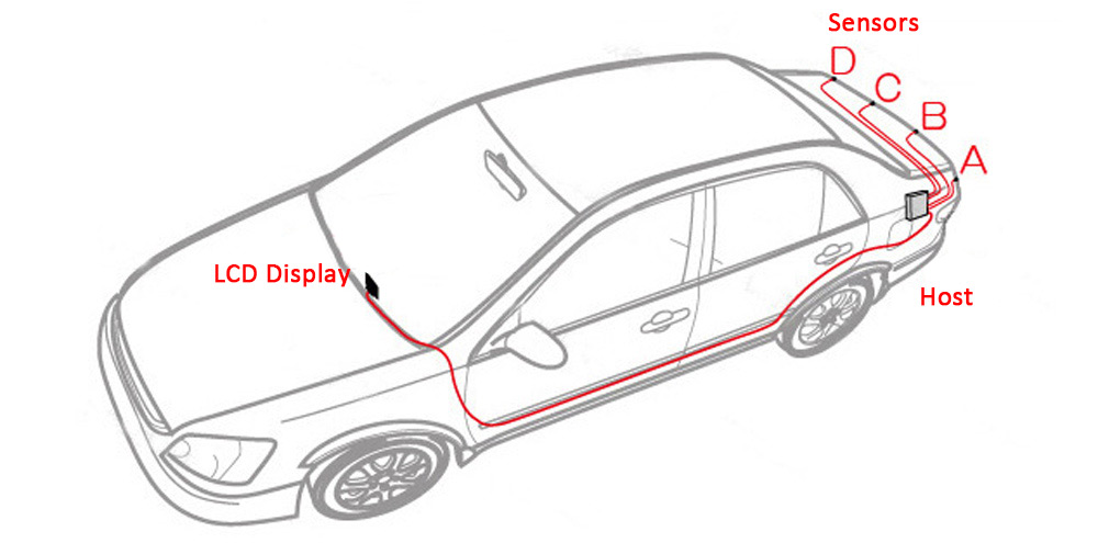 PZ500 Car LCD 4 Reverse Parking Sensors Backup Radar Car Detector System Kit
