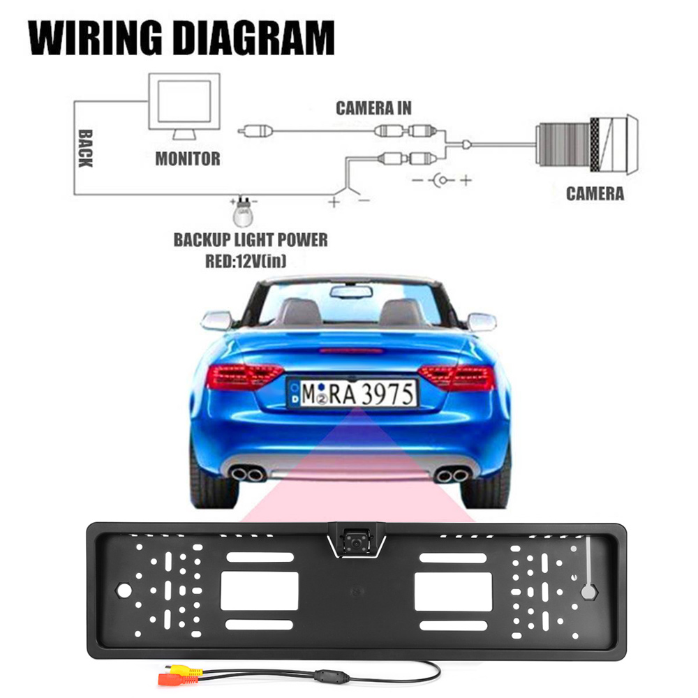 European Car License Plate Frame Size Rear View Rearview Camera Universal CCD IR Night Vision