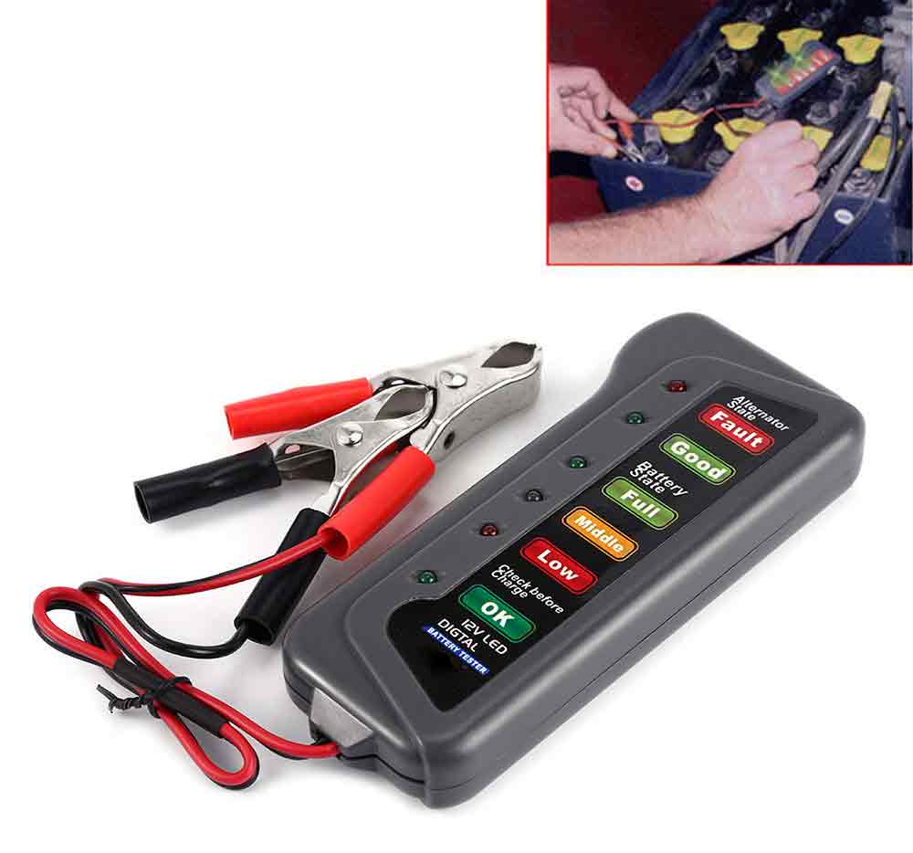 T16897 12V Digital Battery Alternator Tester with 6 LED Lights Display Car Vehicle Diagnostic Tool