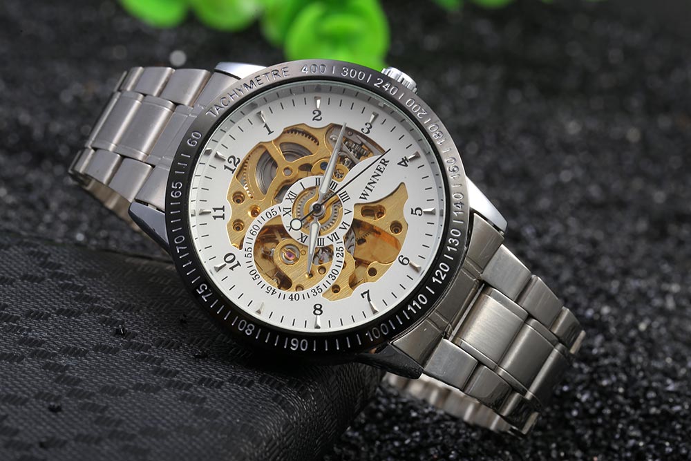 Winner F120596 Male Automatic Mechanical Watch Steel Strap