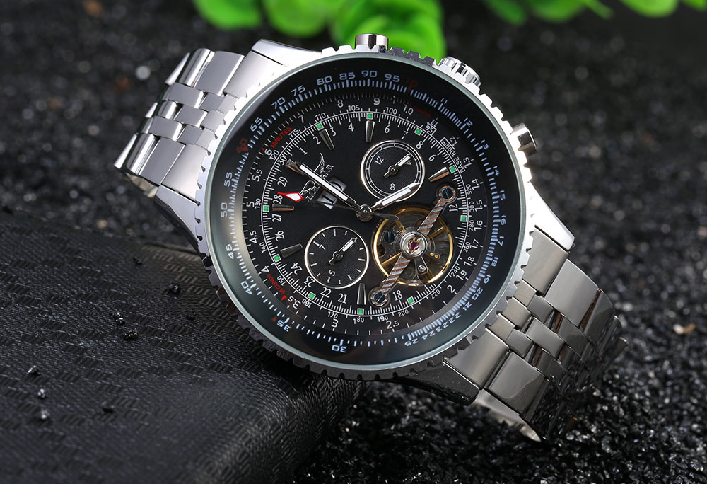 Jaragar F120506 Men Flywheel Automatic Mechanical Watch Steel Strap