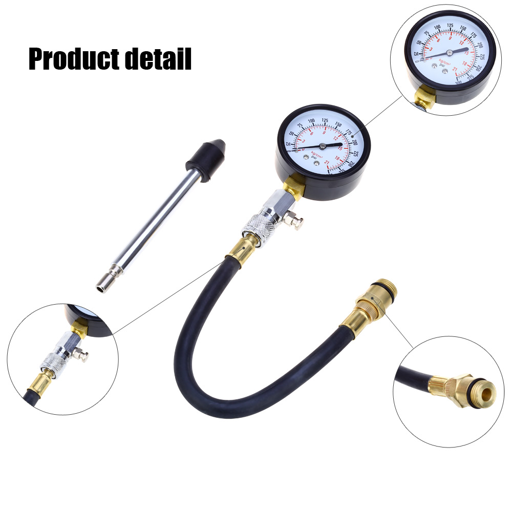 G324 Auto Motorcycle Cylinder Compression Tester Pressure Gauge Car Repairing Tool